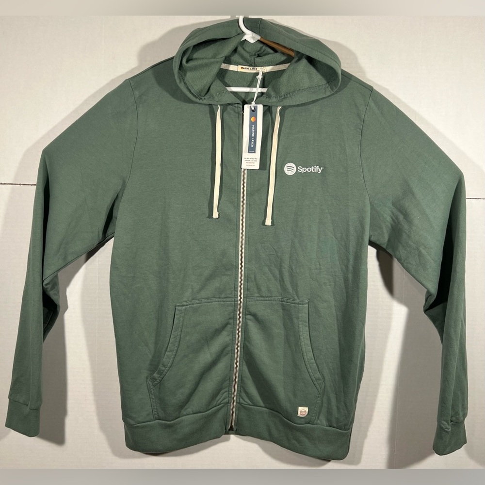 Marine Layer Light Green Zip Hoodie with Spotify Logo *Beautiful*